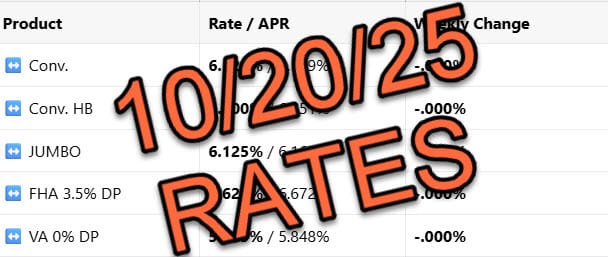 Mortgage Rates 📢 October 20th, 2025